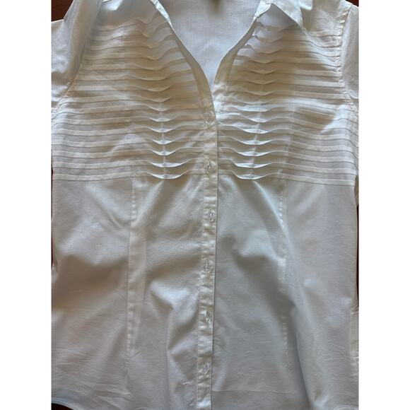 Brooks Brothers 346 White Pleated Blouse Sz 8 Made in USA Stretch - Picture 7 of 7
